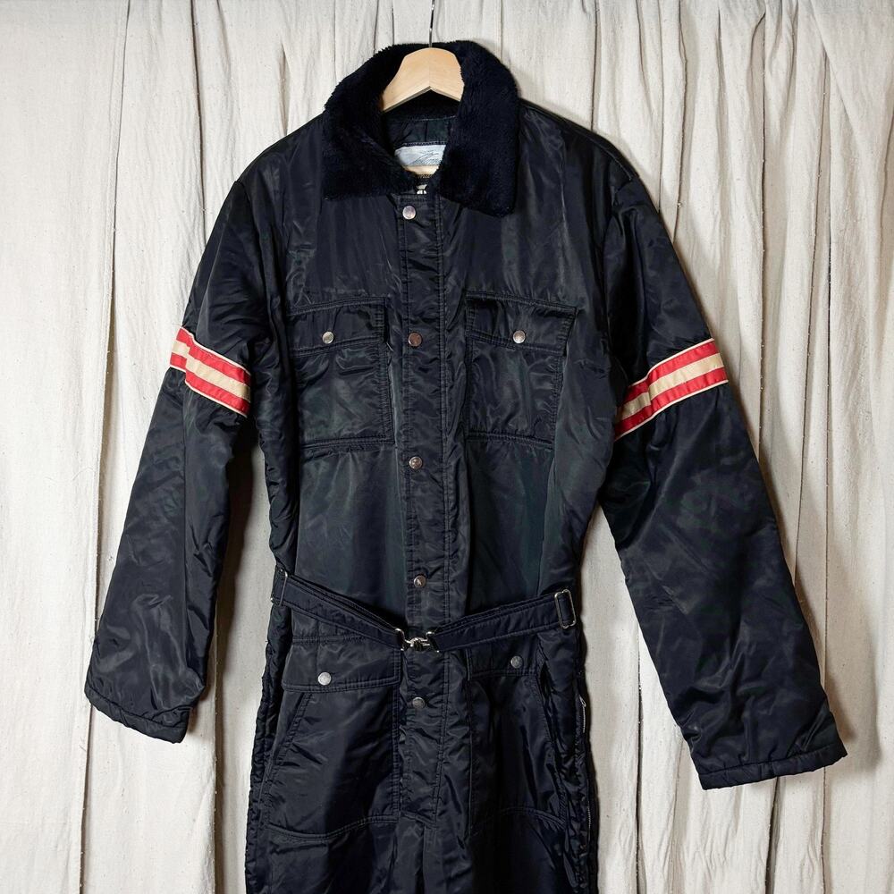 Vintage Fieldmaster Black Insulated Snowmobile‎ Suit Coverall Belt L/XL - Picture 3 of 13